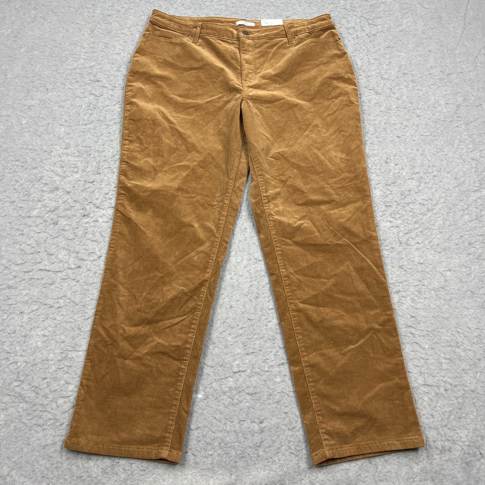 NEW Croft & Barrow Corduroy Pants Women's 18 Brown Mid Rise Straight Stretch